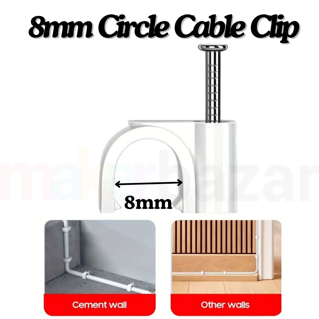 Circle Cable Clip with Metal Nail for Wire Management