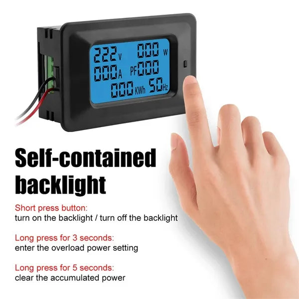 AC 20KW 110-250V 100A Digital Power Energy Voltmeter Ammeter Frequency Meter