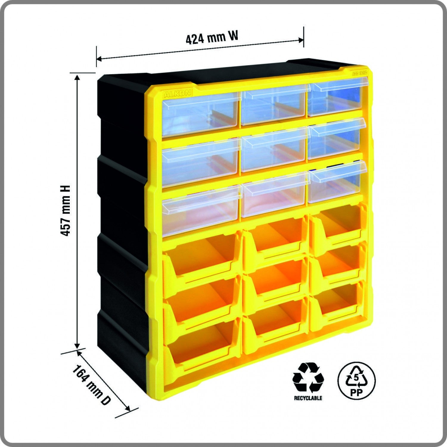 Alkon: ACO-9B9D Component Organizer Box with 9-Bins & 9-Drawers