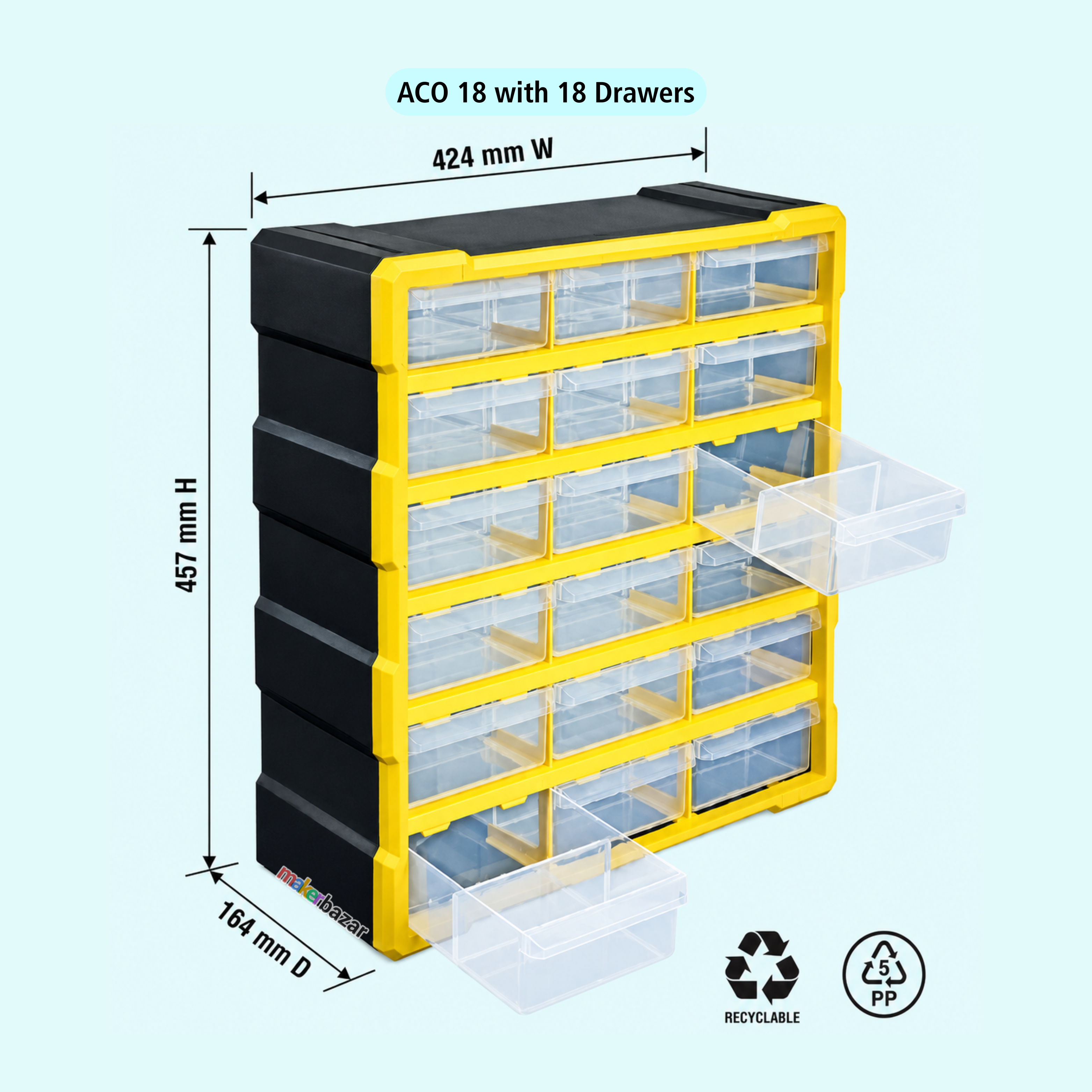 Alkon Component Organizer Storage Cabinet with Drawers & Bins