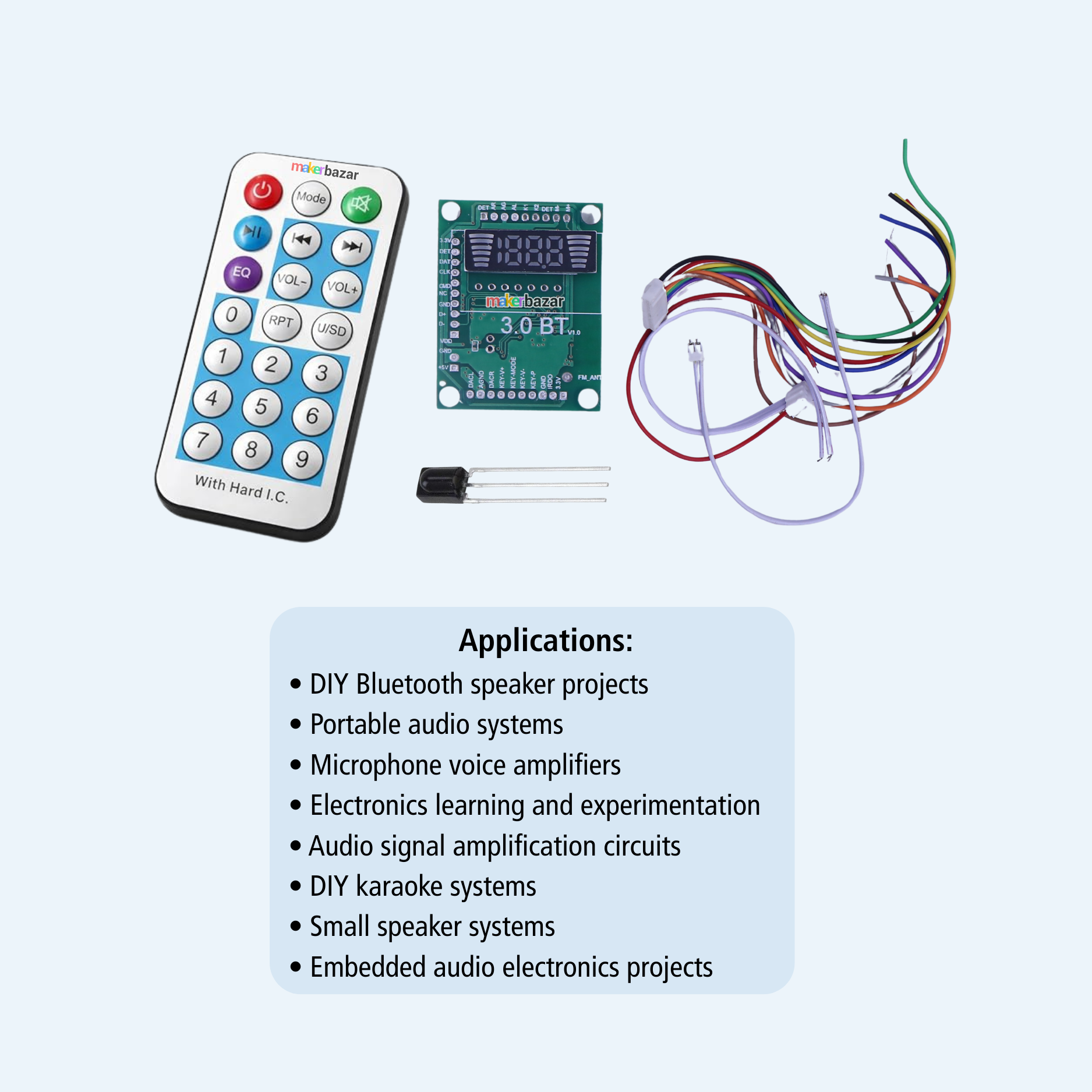 Audio Amplifier Module with Display, IR, Microphone Input & Remote