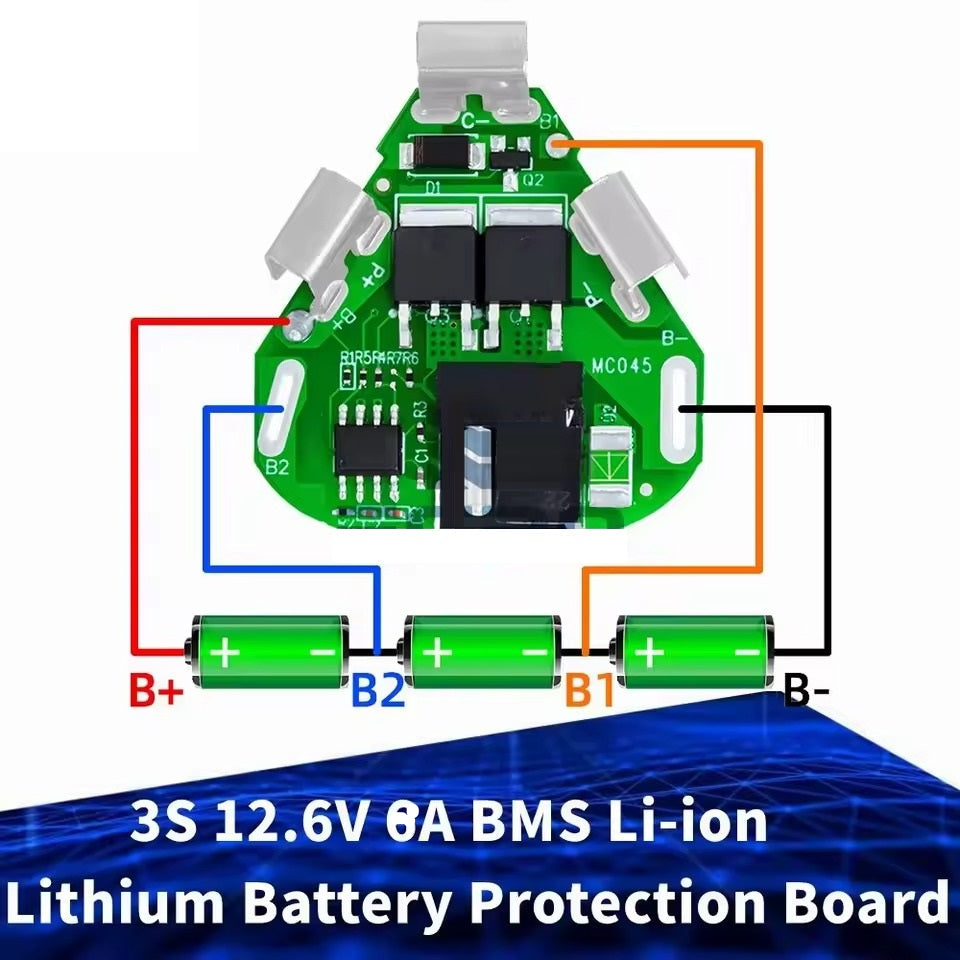 3S 12V BMS 18650 Lithium Battery Protection Board for Cordless Hand-Drill Machine