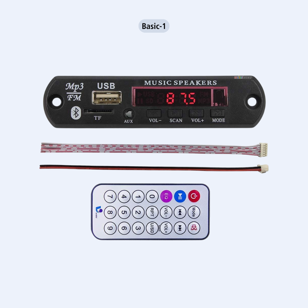 Music Player Modules with Remote, Stereo Board With Built In Display Bluetooth, FM,USB,SD-Card Slot,Aux & Amplifier for DIY/Cars