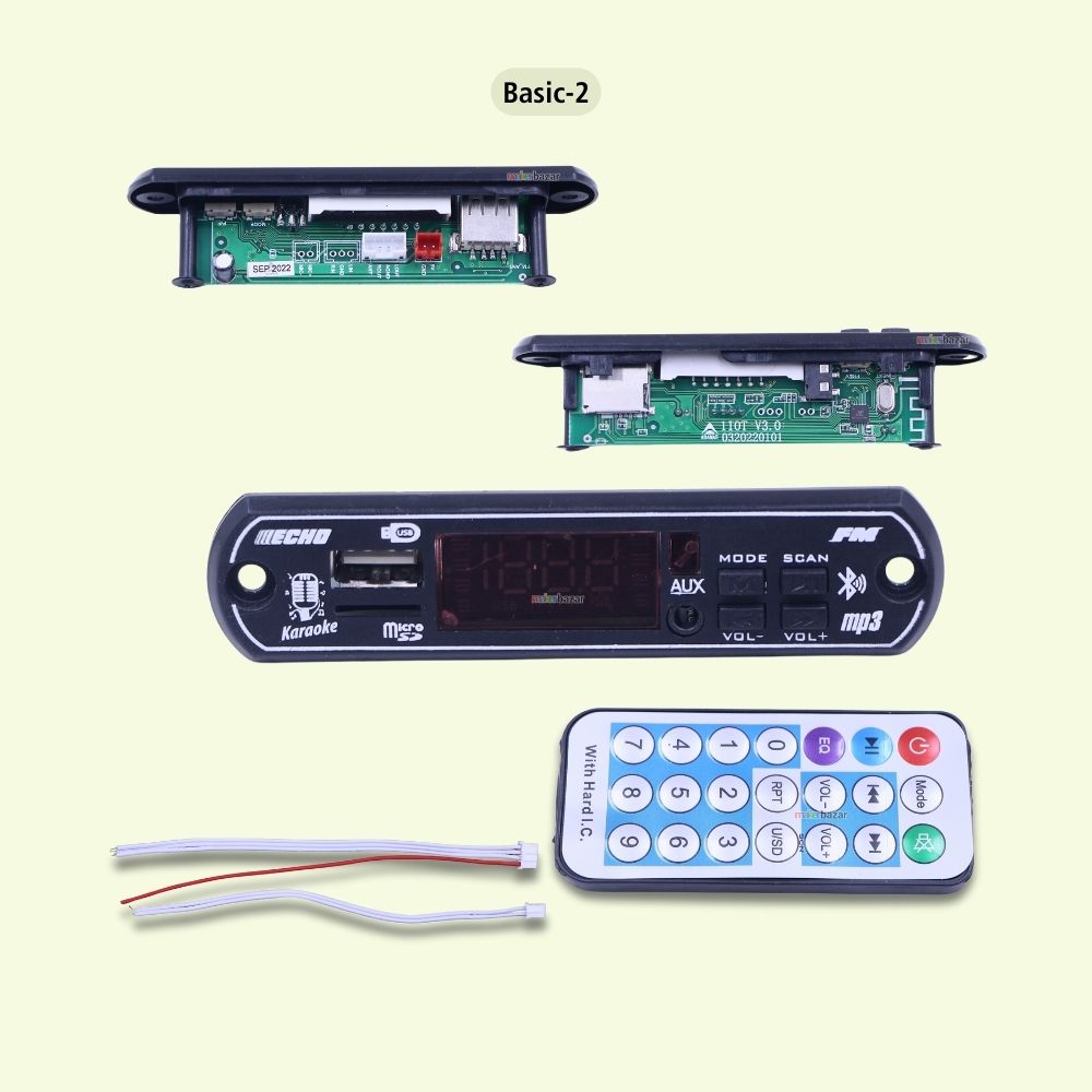 Music Player Modules with Remote, Stereo Board With Built In Display Bluetooth, FM,USB,SD-Card Slot,Aux & Amplifier for DIY/Cars