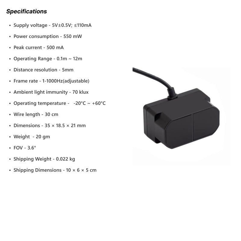 Benewake TFMini Plus LiDAR Distance Sensor for Drones Robots IoT ITS Smart Detection (12m)