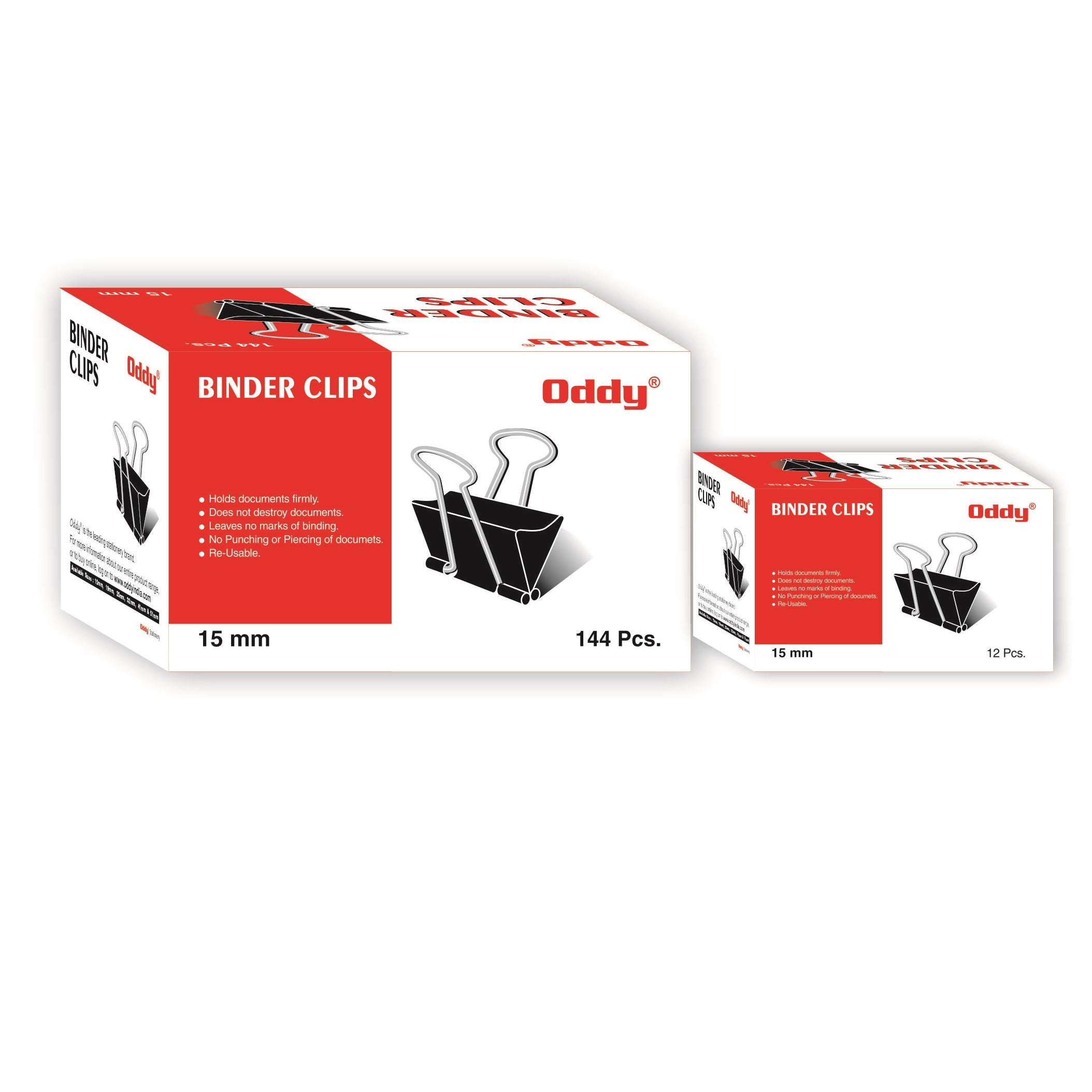 Oddy Metal Binder Clips Black (Pack of 12)