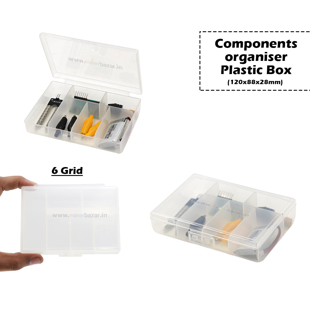Non-Uniform Fixed Partition Clear Plastic Box Component Organiser
