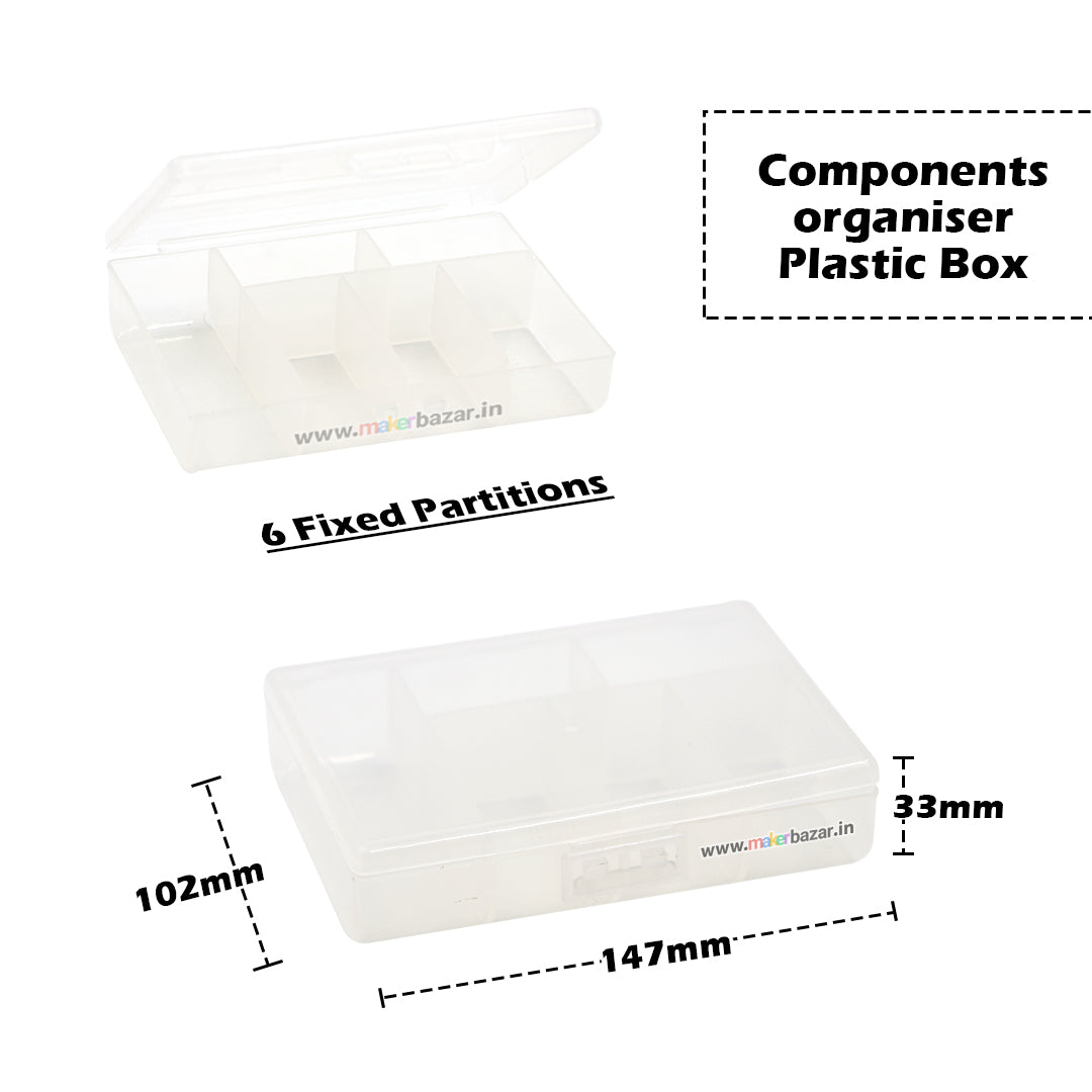 Non-Uniform Fixed Partition Clear Plastic Box Component Organiser