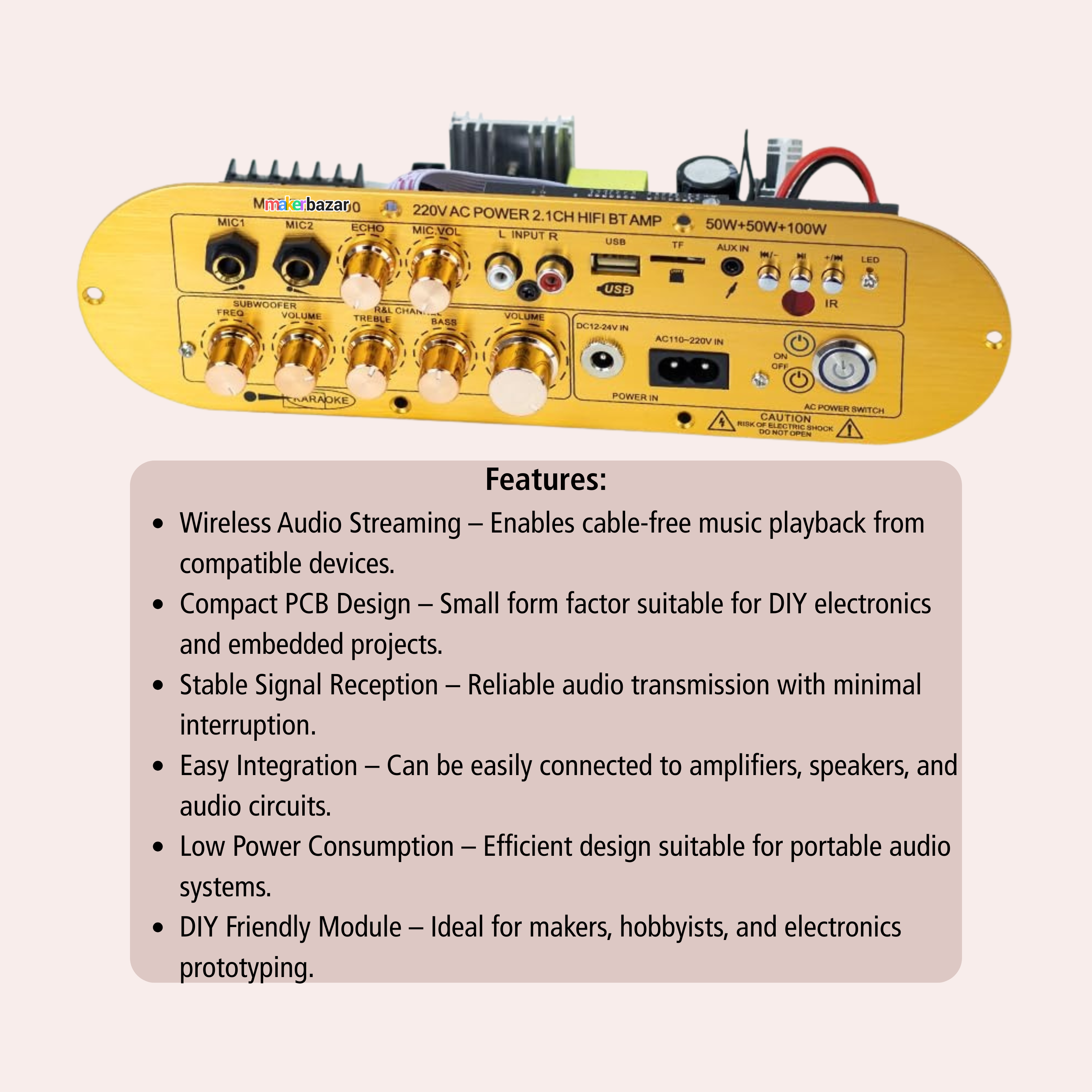 2.1CH CAAV-AP900 Wireless Karaoke Audio Amplifier Module