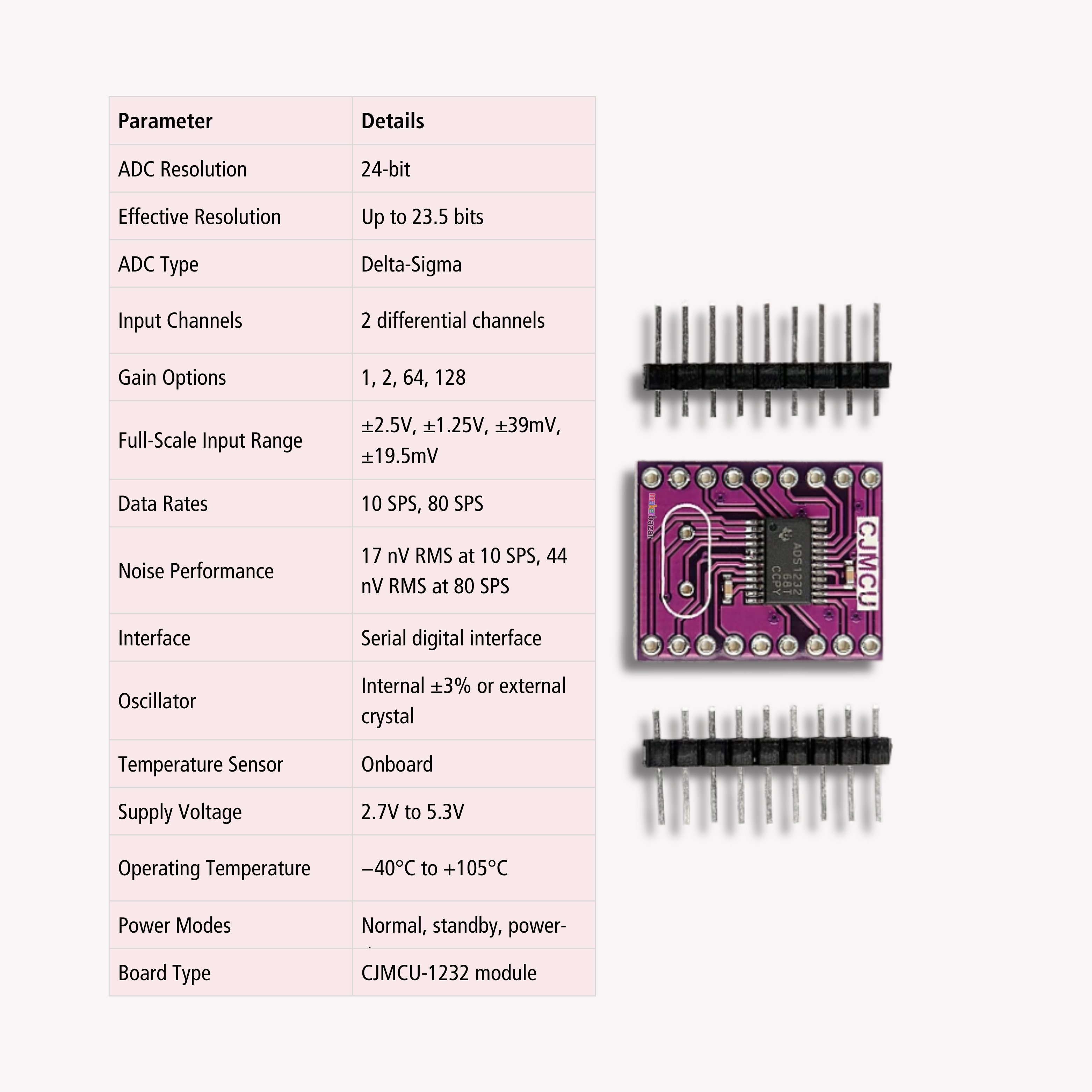 CJMCU-1232 ADS1232 24-Bit Analog-to-Digital Converter Board