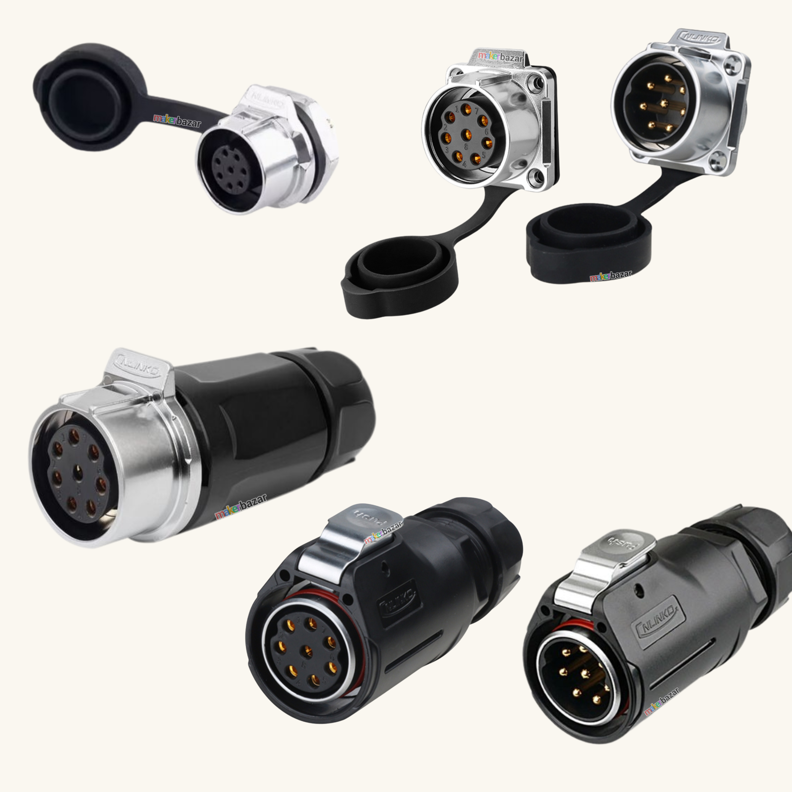 CNLINKO LP28 8-Pin 15A Circular Waterproof Aviation Plug Signal Connector