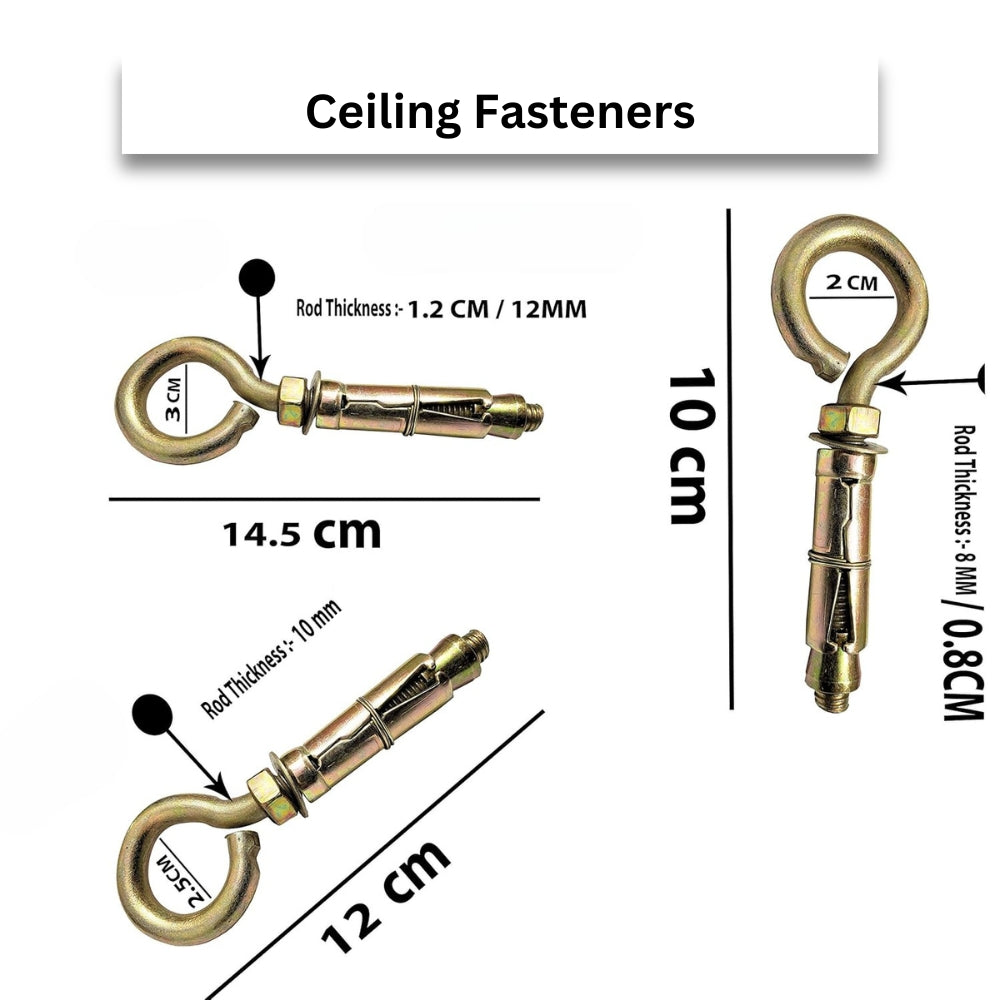 Heavy-Duty Ceiling Anchor Fasteners Closed-Hook for Fans & Hanging