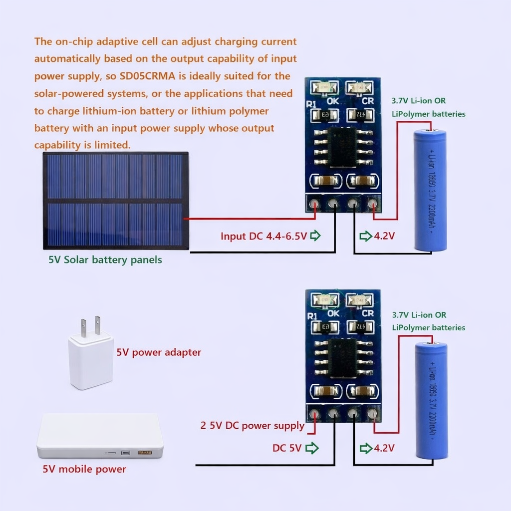 CN3163 MPPT Solar Charge Controller 1A 4.2V Li-ion Battery Charger Module
