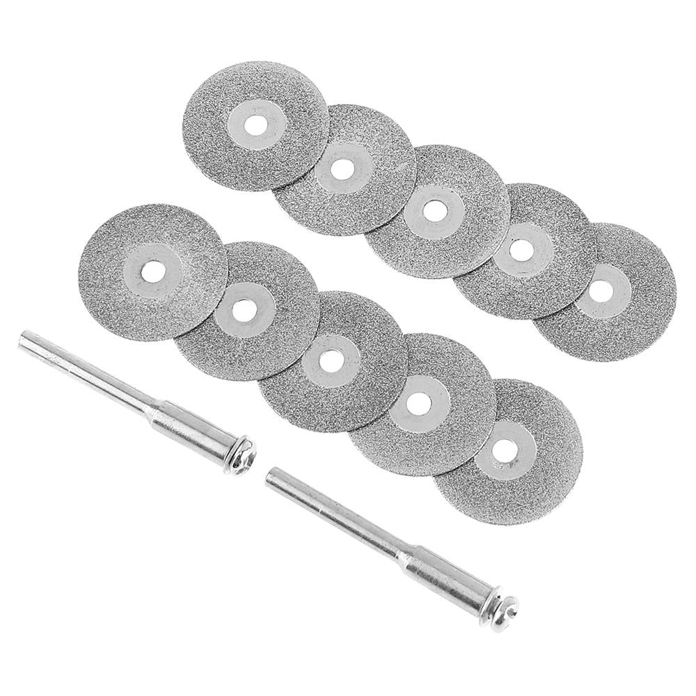 10pcs Diamond Cutting Discs Saw Blade with 2pcs 3mm Diameter Fixed Rod for Cutting Glass Metal