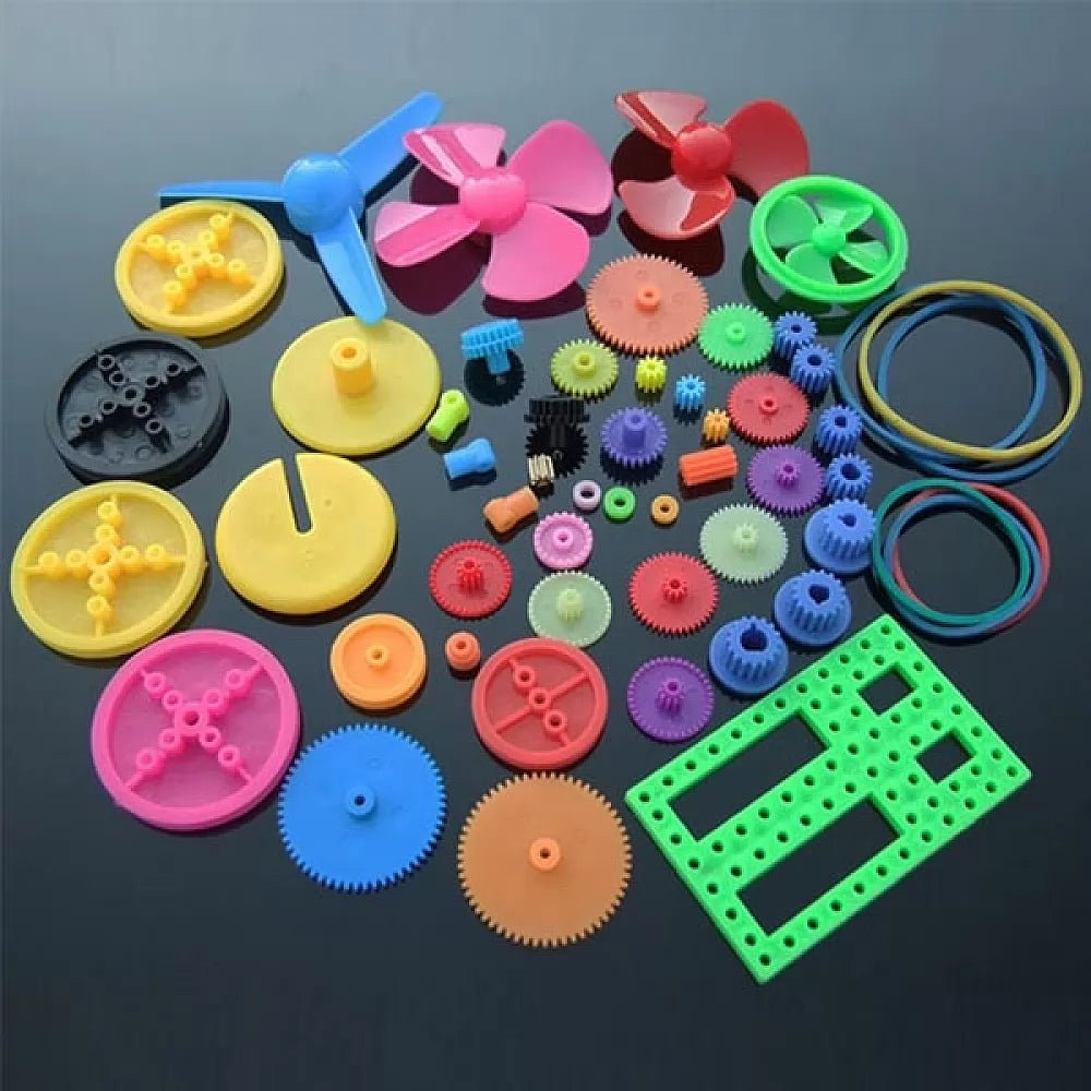 55pcs Colorful Plastic Motor Gear Pulley Fan Assorted Kit
