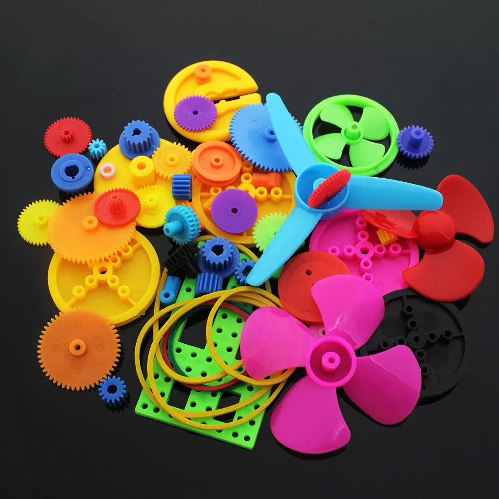 55pcs Colorful Plastic Motor Gear Pulley Fan Assorted Kit