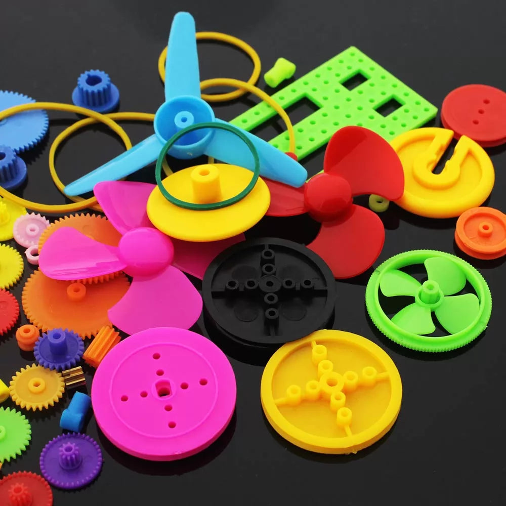 55pcs Colorful Plastic Motor Gear Pulley Fan Assorted Kit