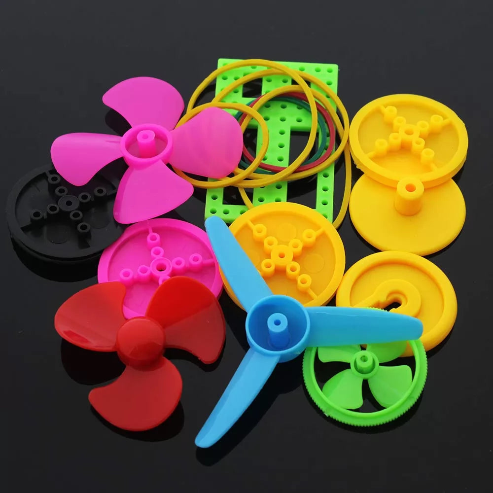 55pcs Colorful Plastic Motor Gear Pulley Fan Assorted Kit