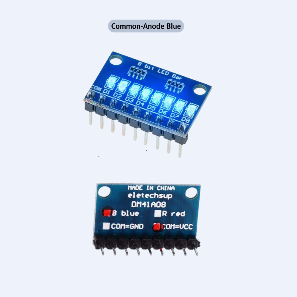 8 Bit Red/Blue LED Indicator Module 3.3V 5V Common Anode/Cathode