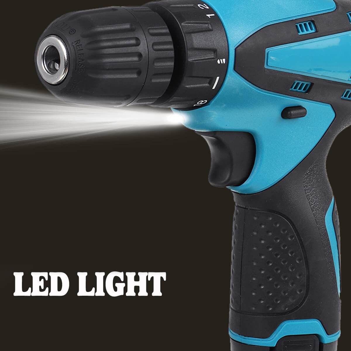 Generic: 12V Cordless Drill Machine Kit 10mm Keyless Chuck with Batteries & Two Speed Control