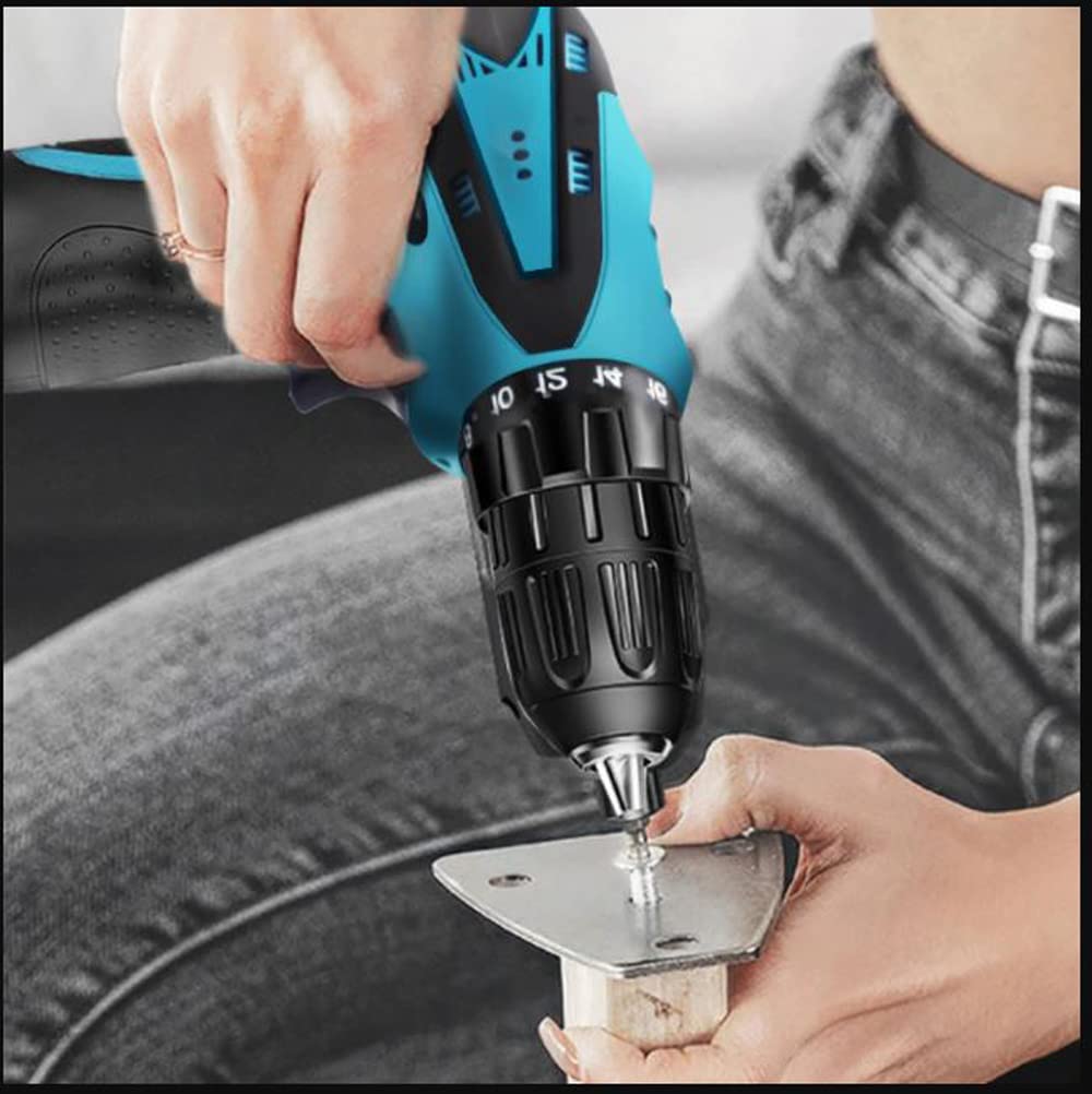 Generic: 12V Cordless Drill Machine Kit 10mm Keyless Chuck with Batteries & Two Speed Control