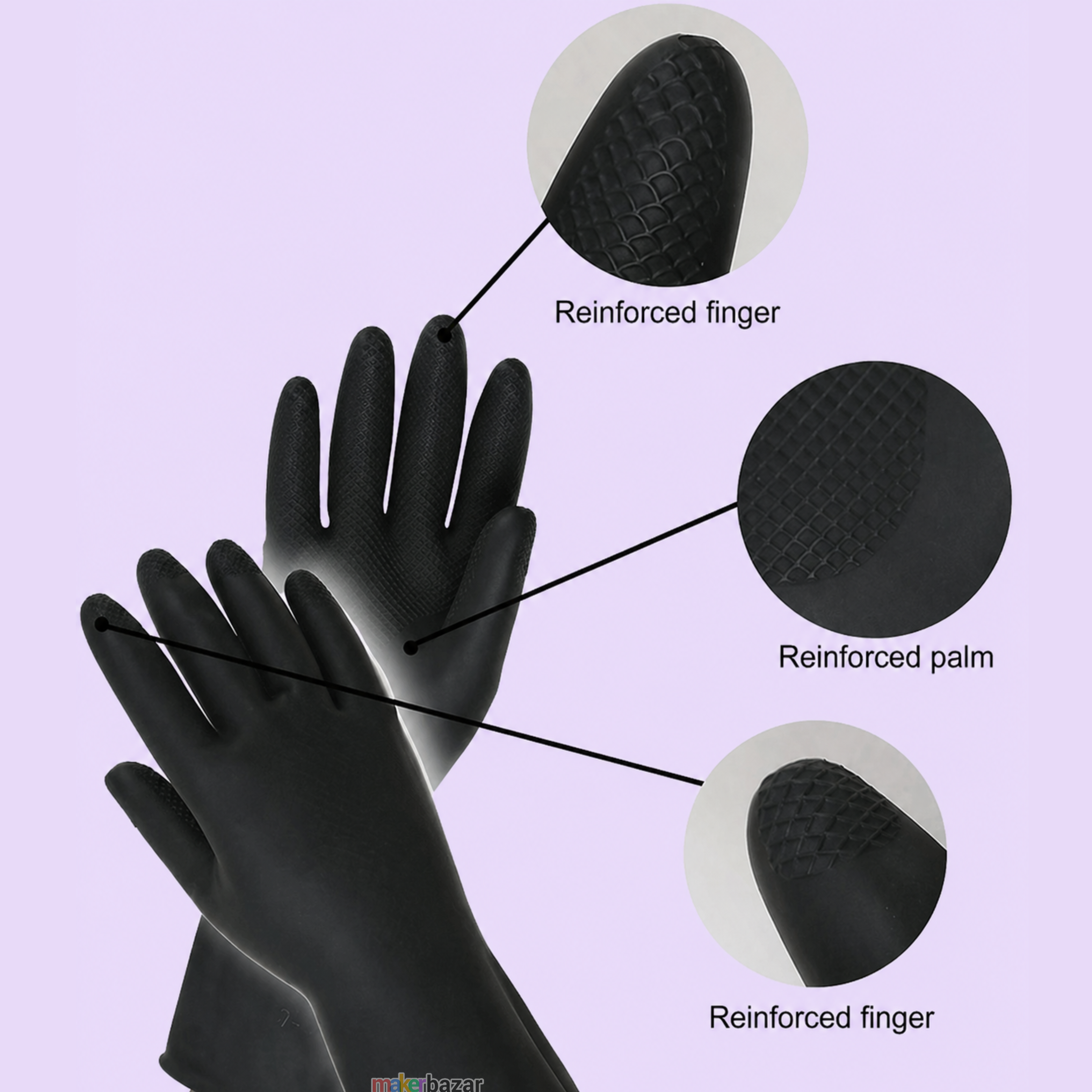 Reusable Rubber Hand Gloves (Pair)