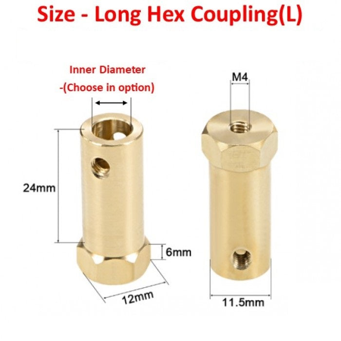 Hexagonal Brass Shaft Coupling for Robot Smart Car Motor Wheel