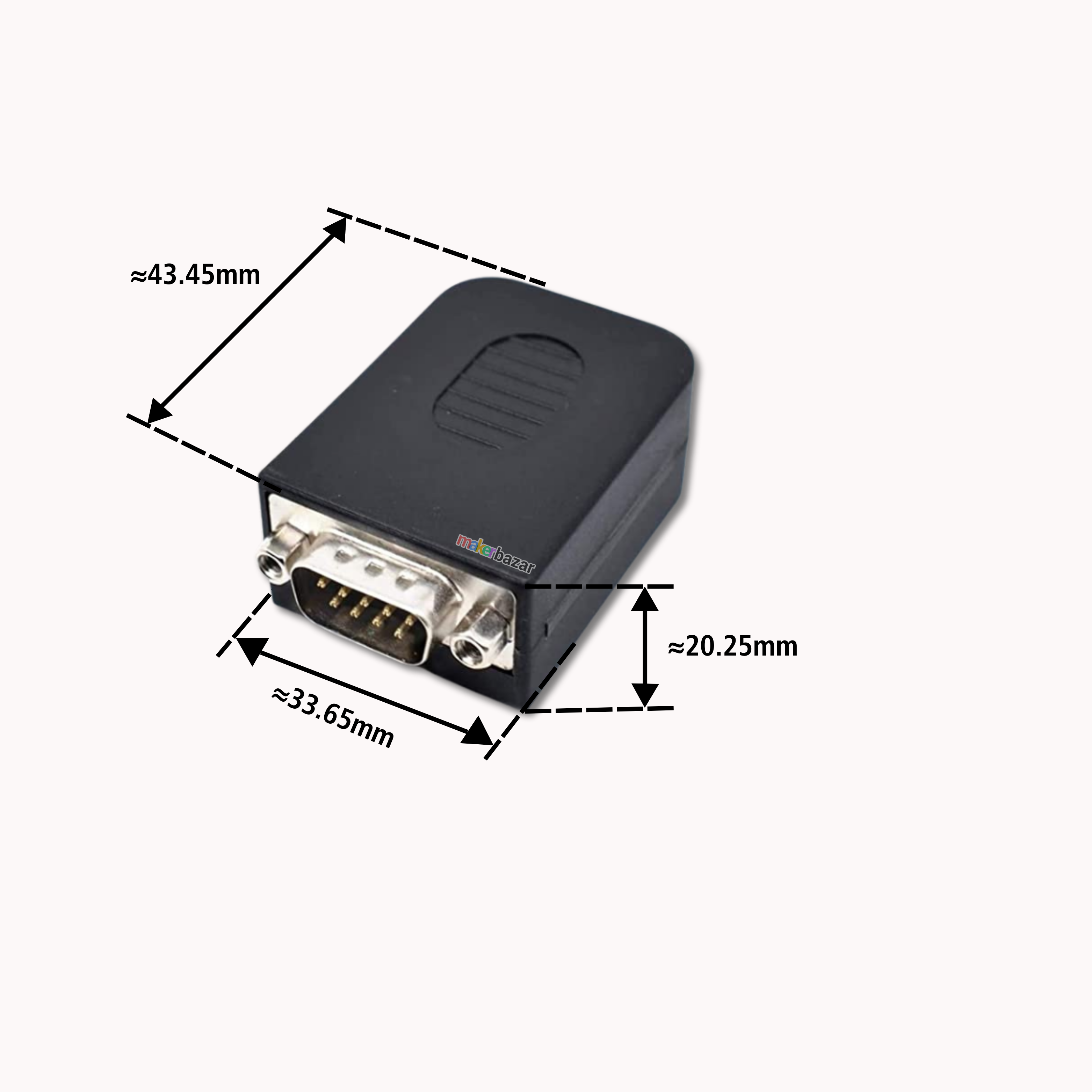 DB9 Male to Screw Terminal Board with Shell and Screws