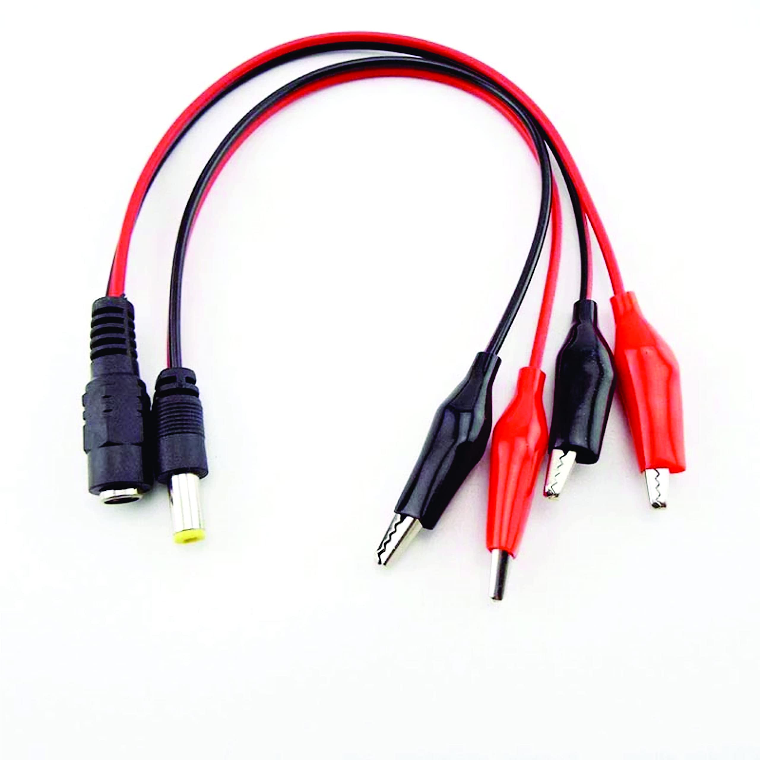 5.5×2.1mm DC Power Jack to Alligator Test Clips Clamp