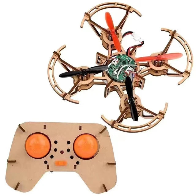 XYQ-2 Wooden Assembly DIY Toy Drone Aircraft with Remote