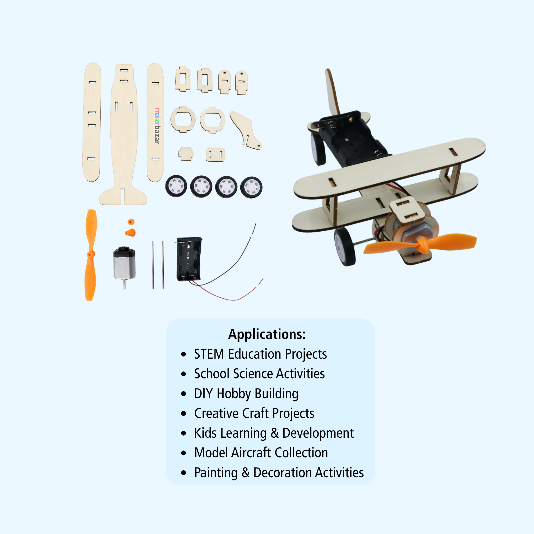 DIY Wooden Double-Wing Aero Plane Glider STEM Model Kit