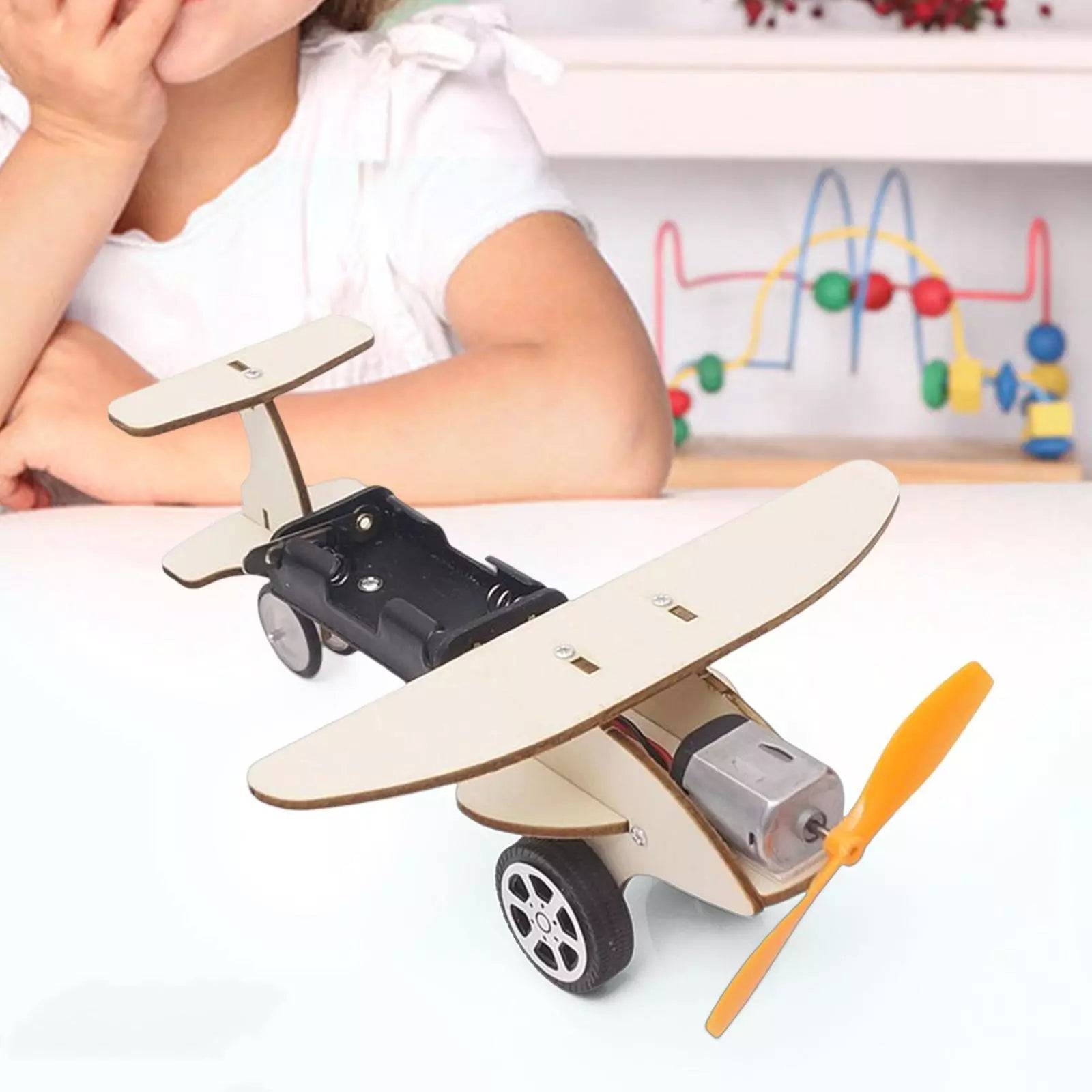 Wooden DIY Aero-Plane Single-Propellor Single-Wing Learning Toy MDF Kit
