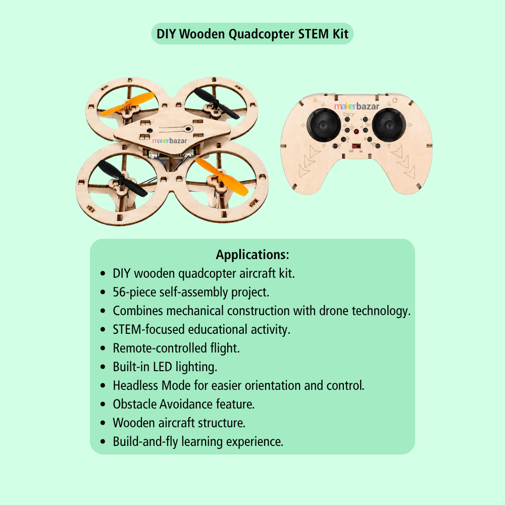 56pcs DIY Wooden Quadcopter Drone Kit STEM Educational Kit