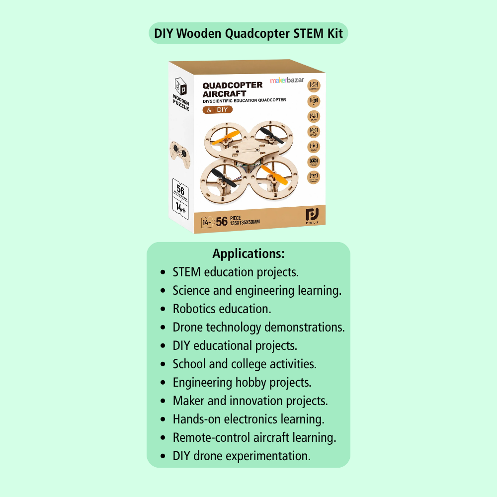56pcs DIY Wooden Quadcopter Drone Kit STEM Educational Kit