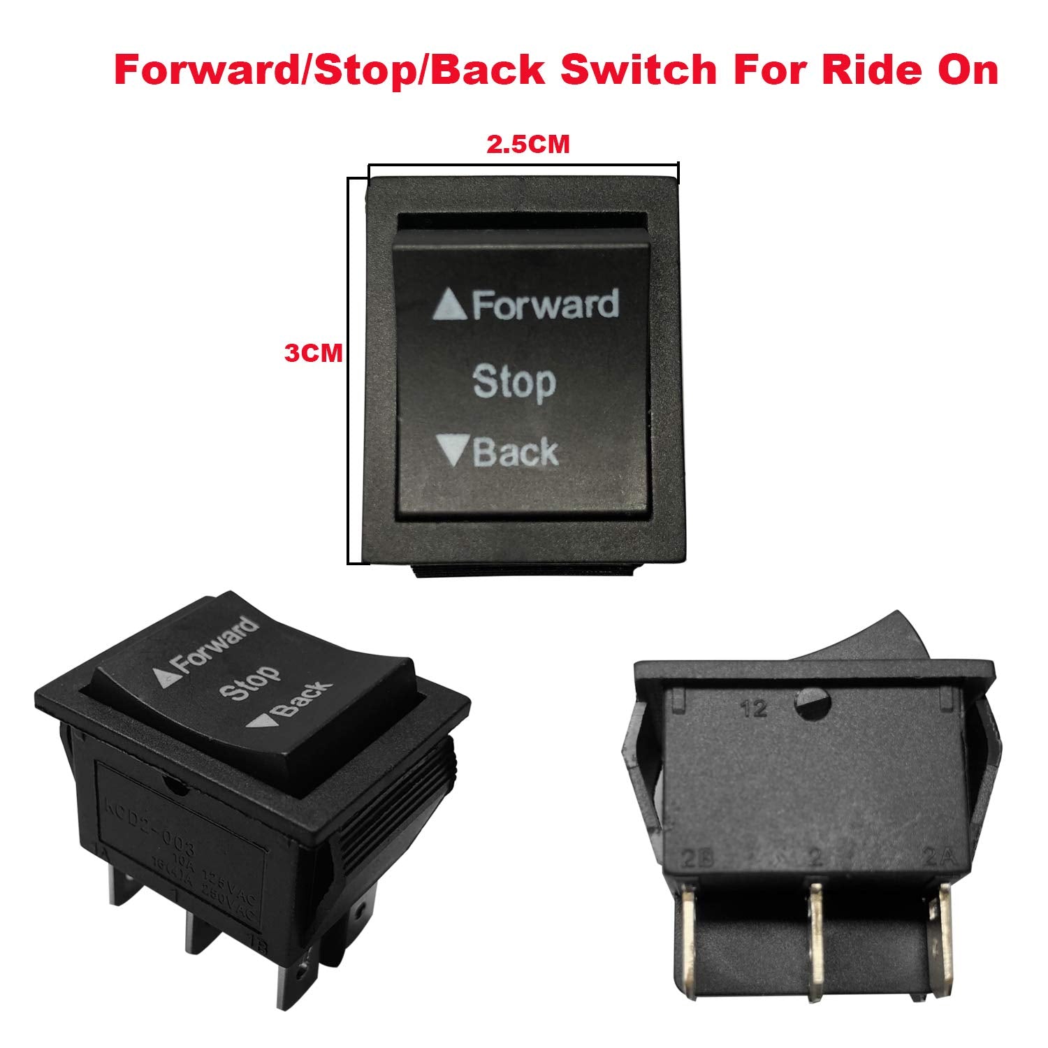 KCD4 16A 250V DPDT Positional On-Off-ON Rocker Switch 6 Leg (Lock Action)