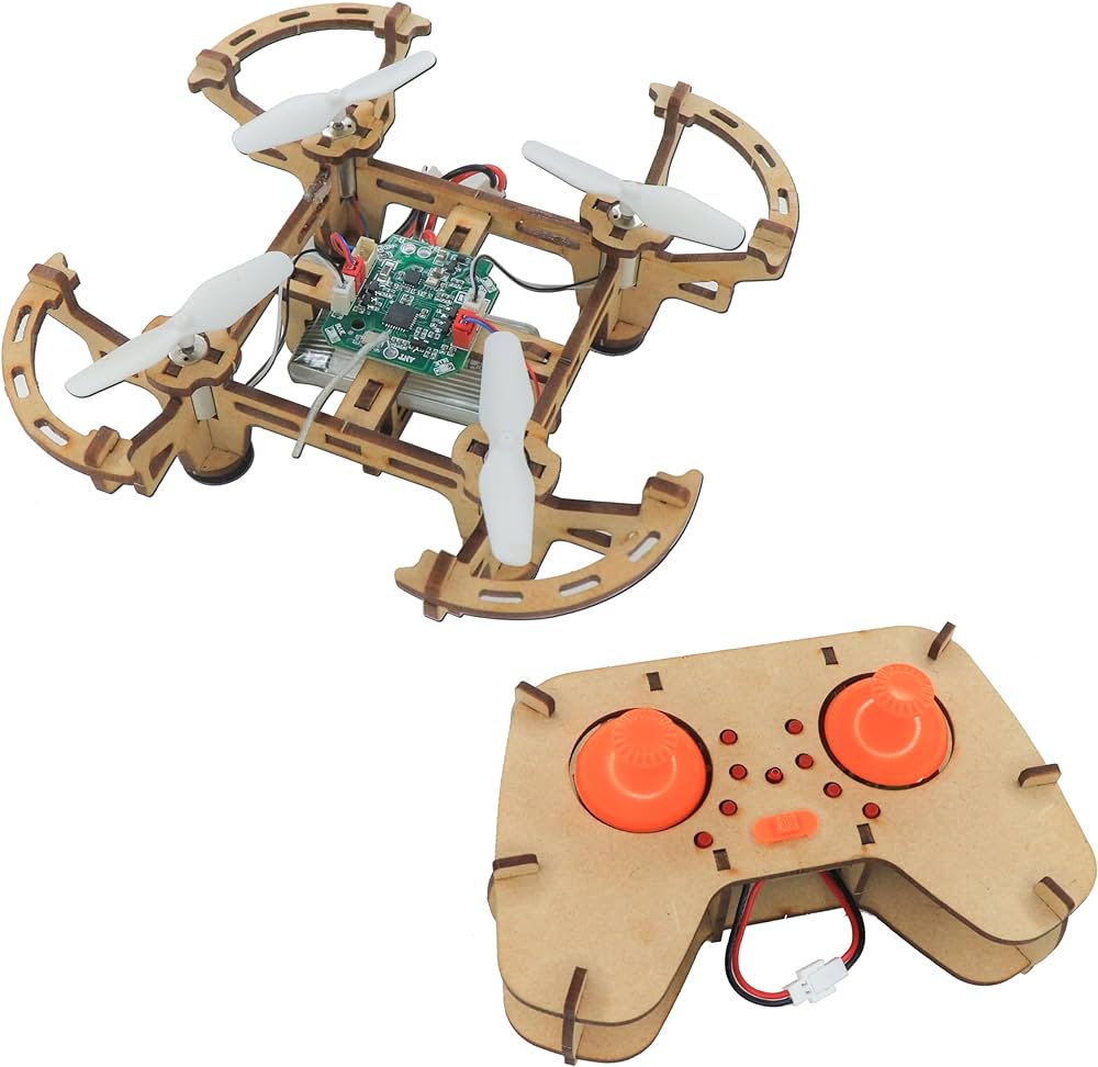 XYQ-2 Wooden Assembly DIY Toy Drone Aircraft with Remote