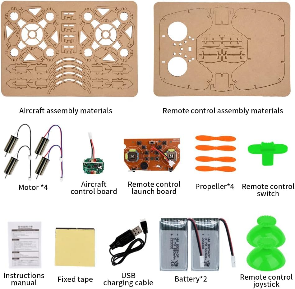 XYQ-2 Wooden Assembly DIY Toy Drone Aircraft with Remote