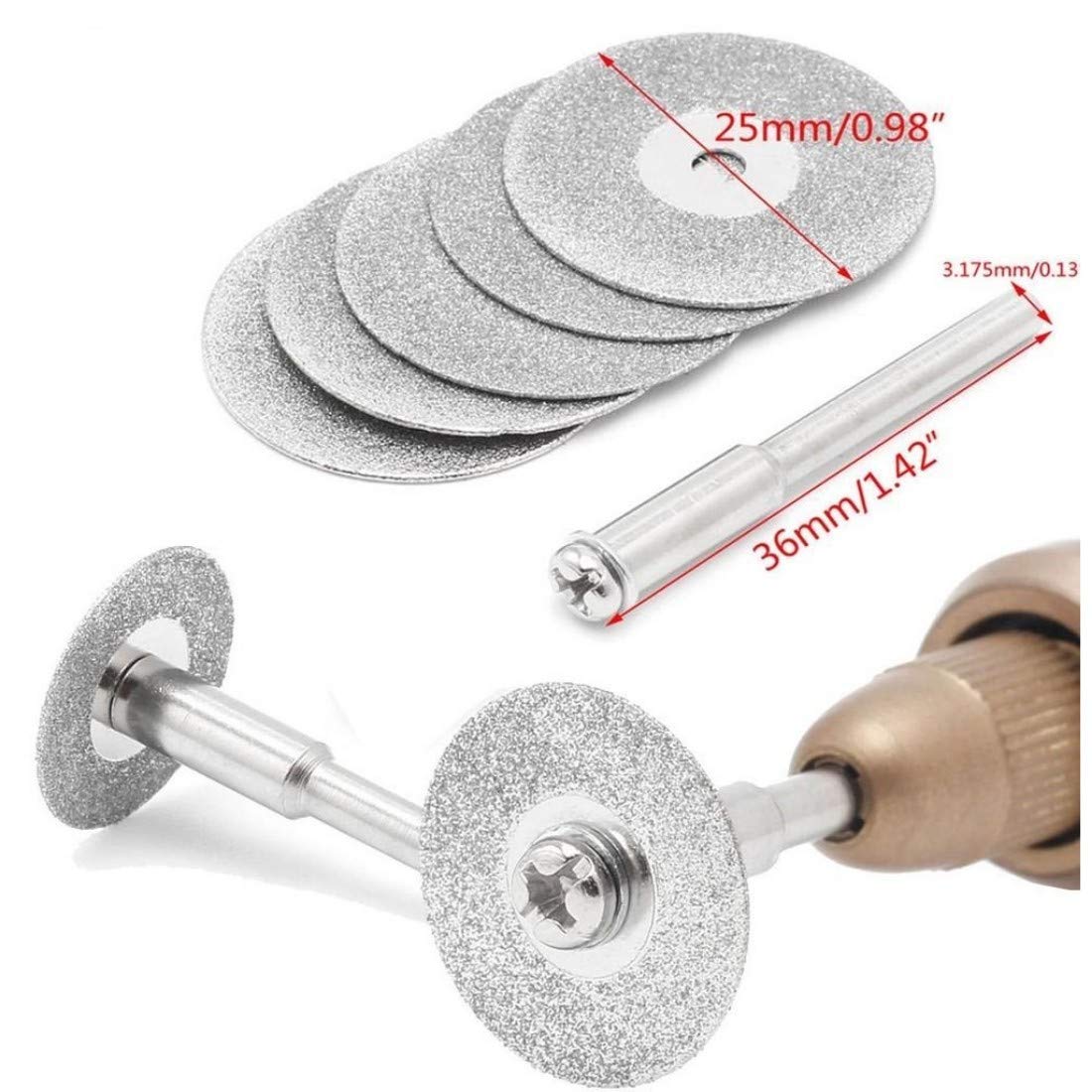 10pcs Diamond Cutting Discs Saw Blade with 2pcs 3mm Diameter Fixed Rod for Cutting Glass Metal