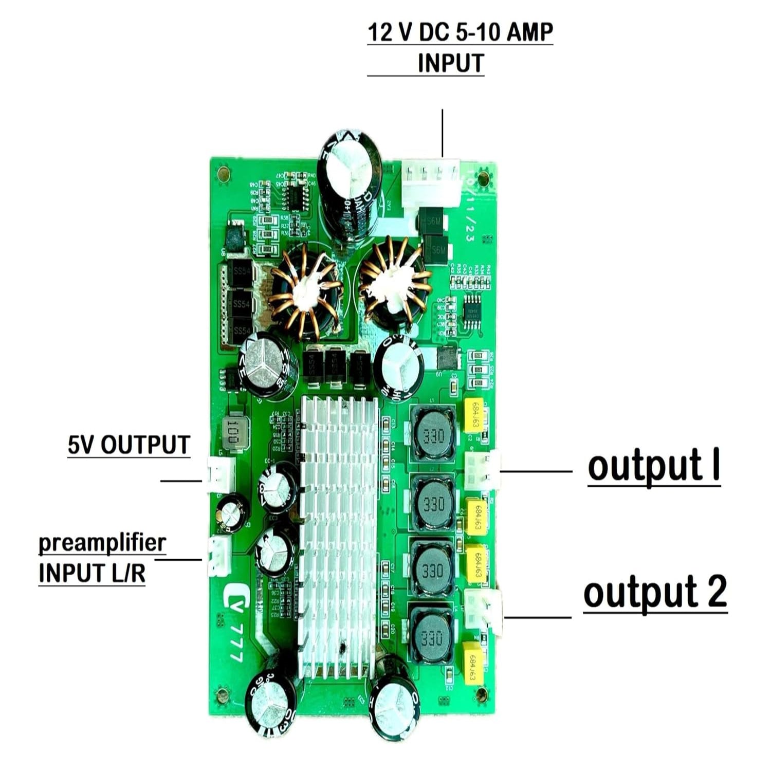CV777 200W 12V Stereo Class D Amplifier TPA3116D2 Dual IC Inbuilt 100Wx2
