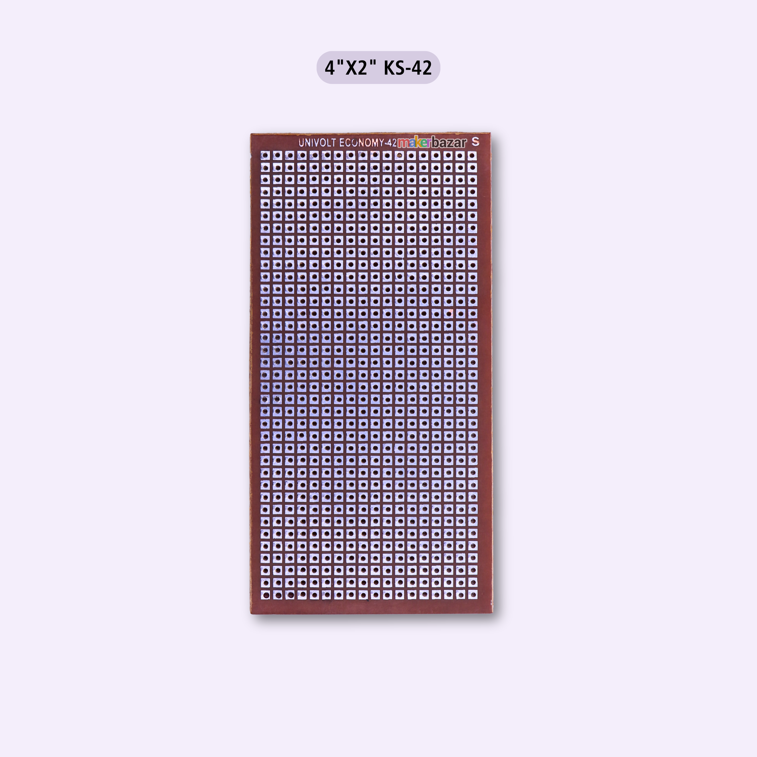 Univolt: Dot Board / Perforated Vero Board/ Single Sided Zero Board (Good Quality) - Tinted Copper