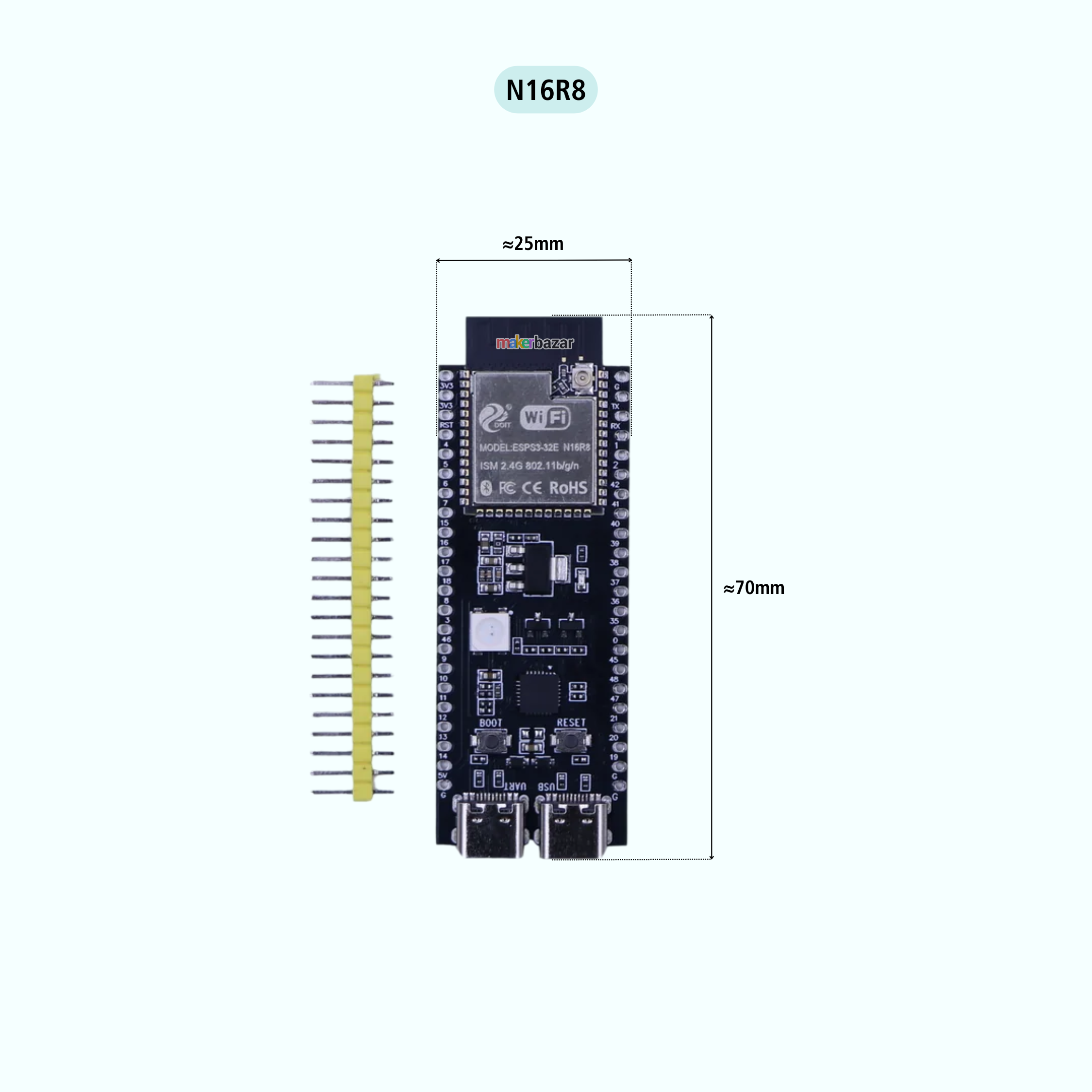 ESP32-S3-WROOM-1U Development Board DevKit