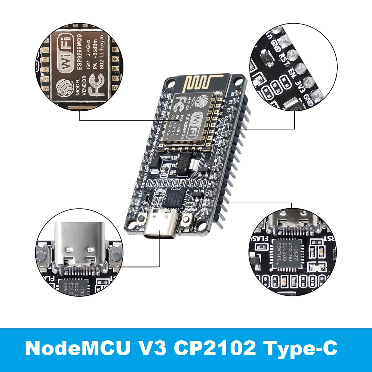 NodeMCU ESP8266 V3 WiFi Development Board 30-Pins