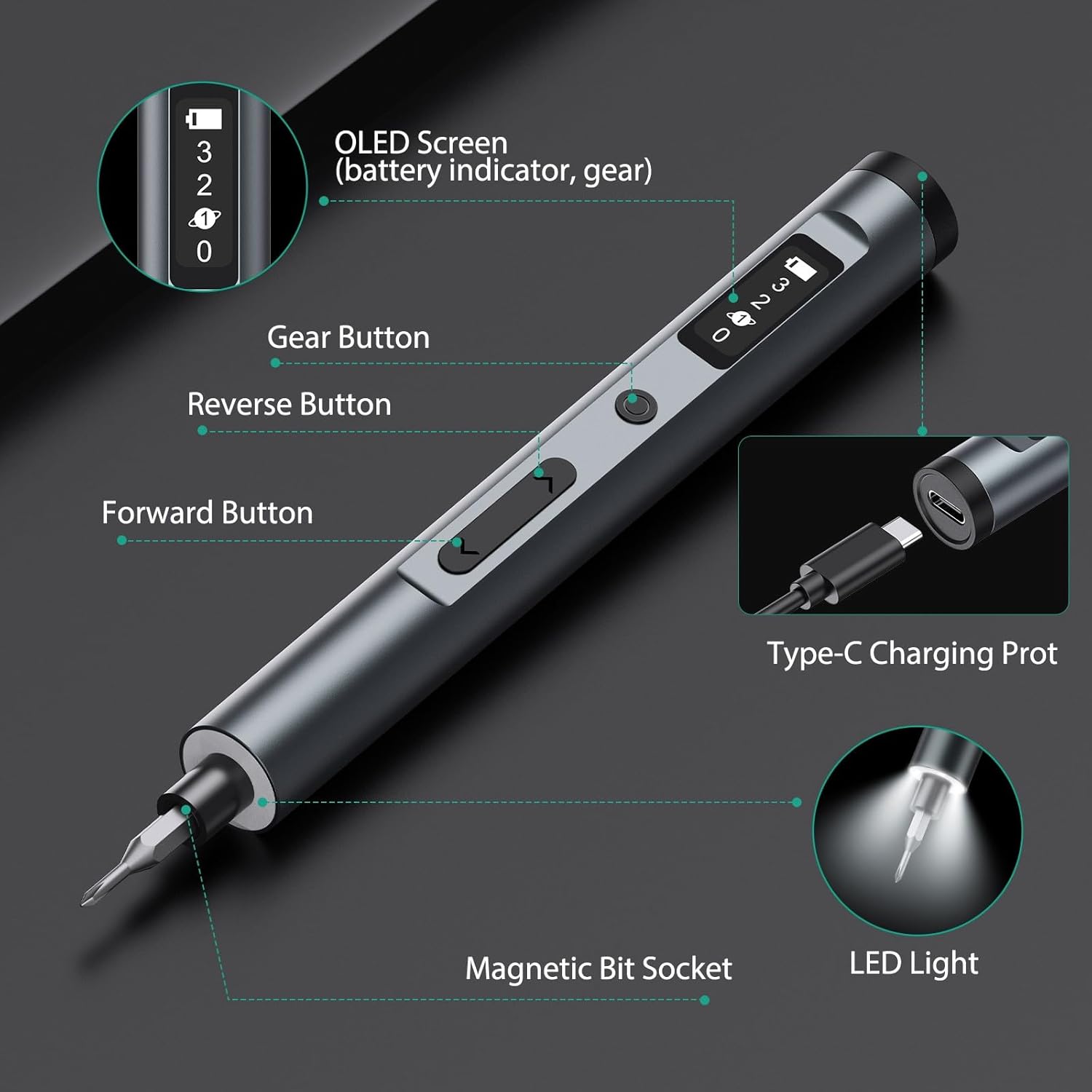 62-in-1 Rechargeable Cordless Mini Electric Screwdriver Set With 3 Adjustable Gears