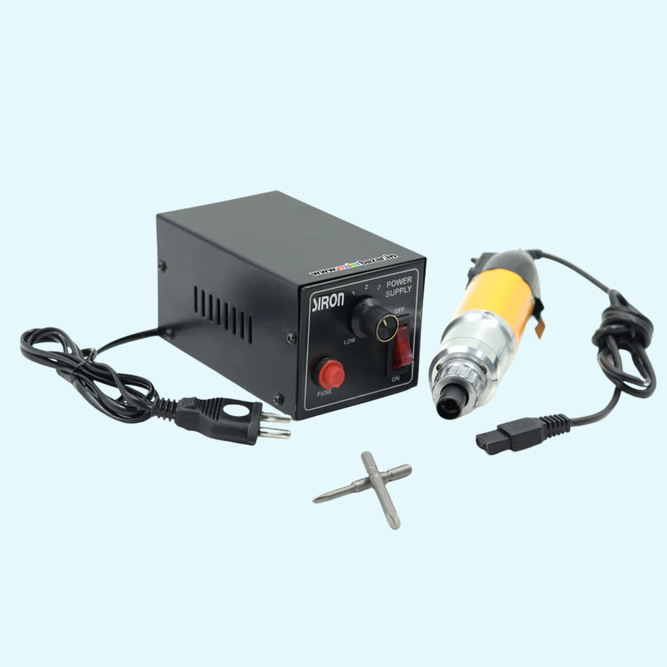Siron: Electric Screwdriver with Power Supply 24V/36V DC |with 2 Bits and Power Supply