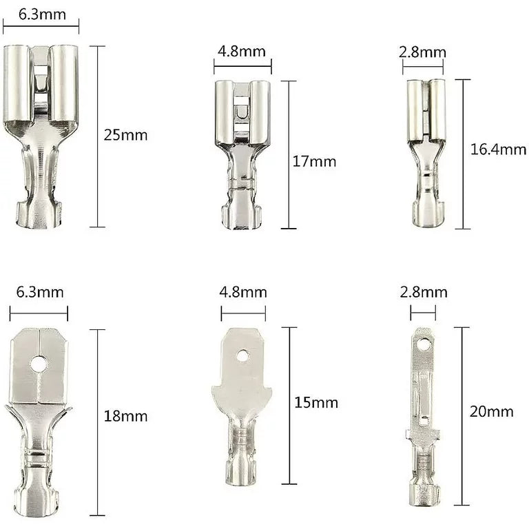 Lugs Thimble Pins Non-Insulated Spade Crimp Battery Connectors