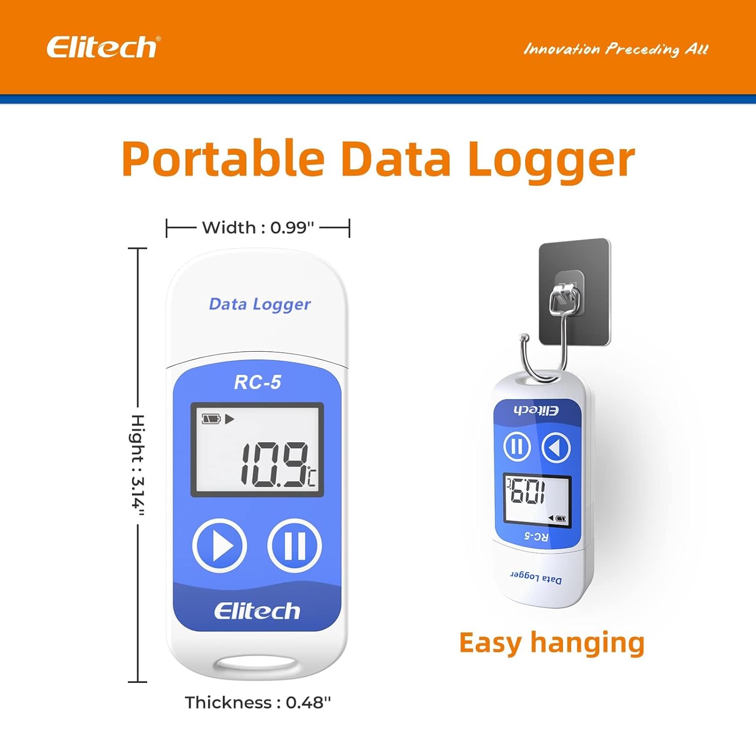 Elitech RC-5 Plastic 32000 Points High Accuracy USB Temperature Data Logger Recorder