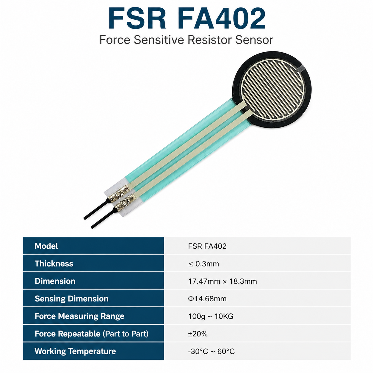 FSR402 14.7mm Force Sensing Shunt Resistor (20g~10Kg)