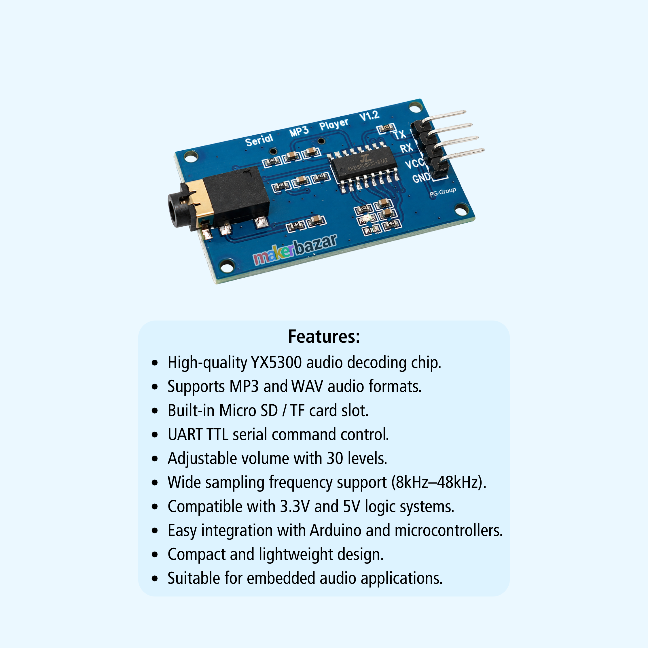 YX5300 UART TTL Serial MP3 Music Player Module (HW-311)