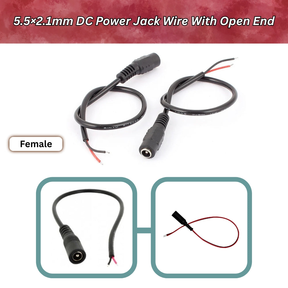 5.5×2.1mm DC Power Jack Wire With Open End
