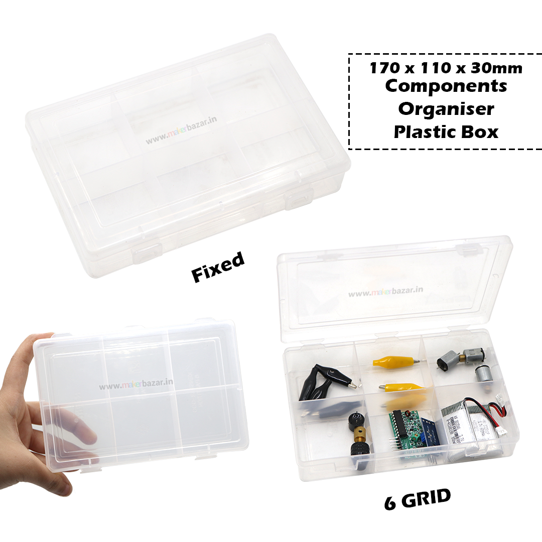 Uniform Fixed Partition Clear Plastic Box Component Organiser